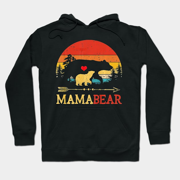 Mama Bear Tshirt Funny Vintage Sunset Shirt Gift Hoodie by schaefersialice
